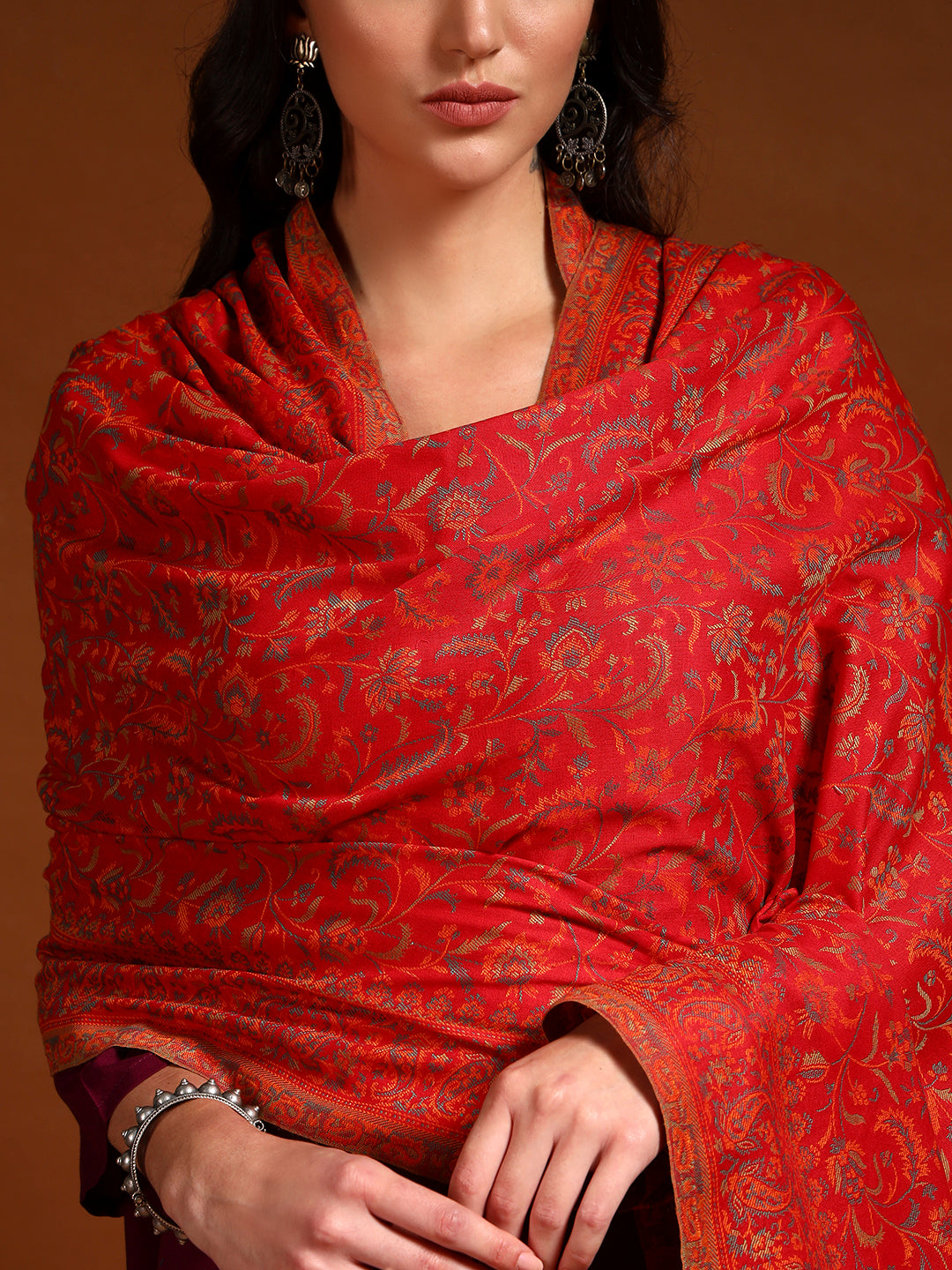 Pashmoda Women Nazrana Kashmiri Jamawar Woven Shawl (Size: 101X203 CM)