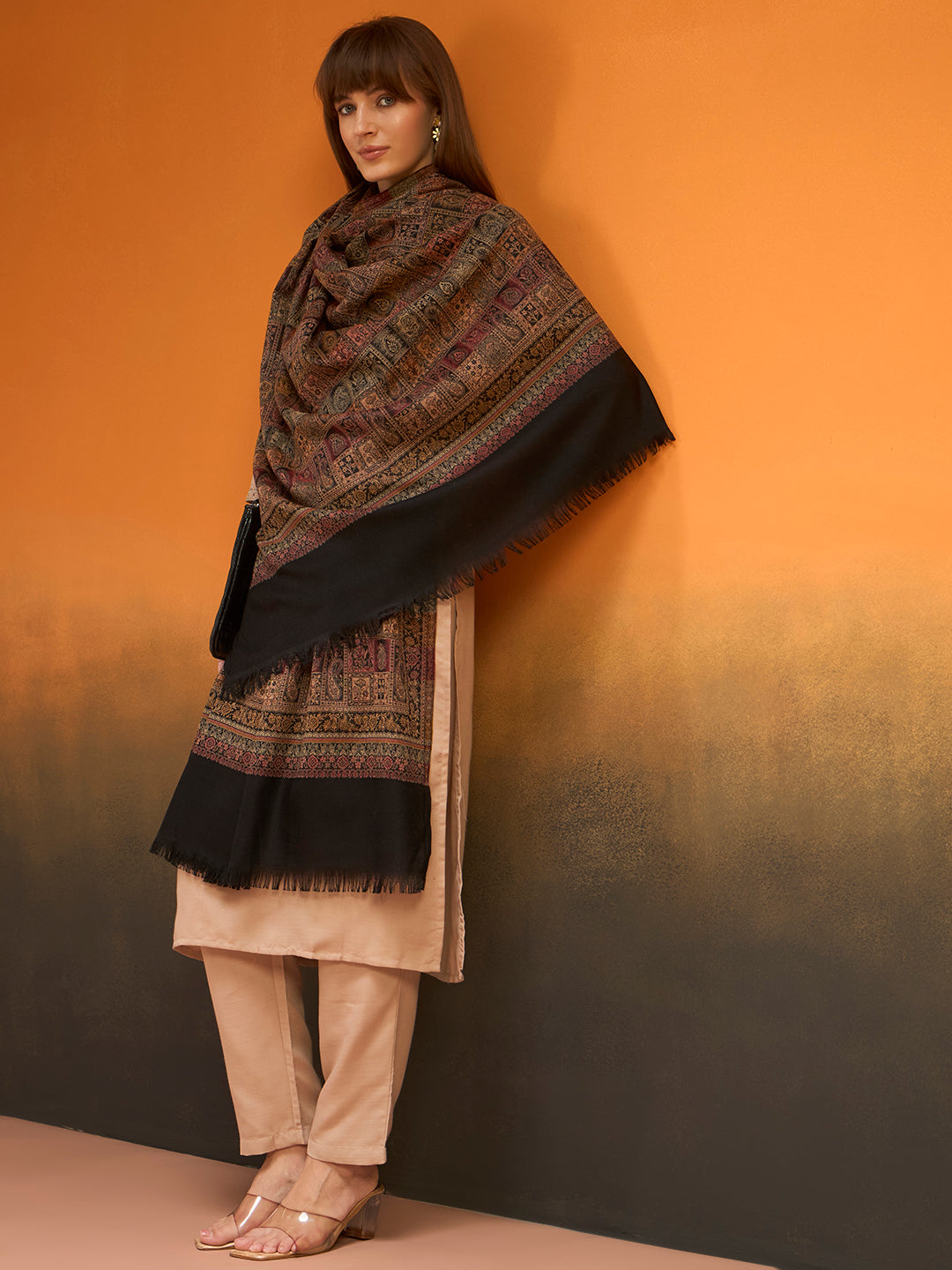 Women Regal Tapestry Kashmiri Jamawar Woven Shawl