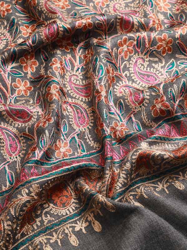 Women's Noorani 100% Pure Wool Nalki Embroidered Stole (Size 71x203 CM)