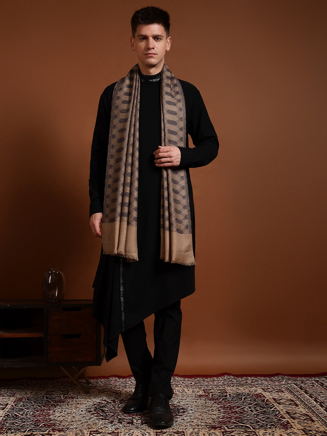 Men Kavya Ikat 100% Pure Wool Checkered Stole