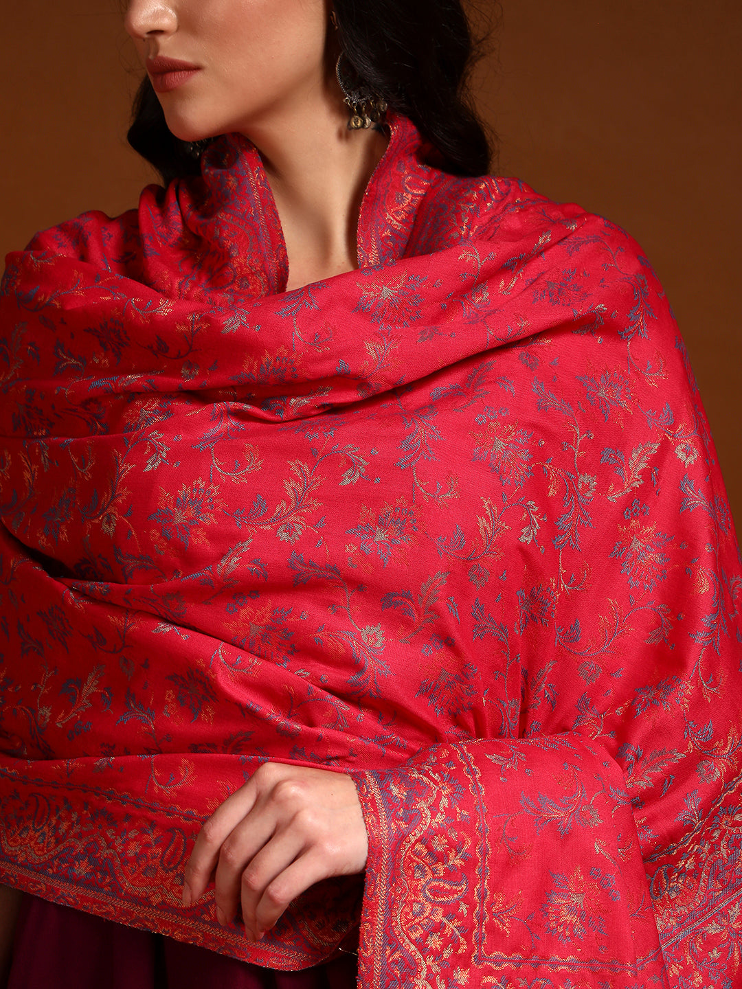 Pashmoda Women Nazrana Kashmiri Jamawar Woven Shawl (Size: 101X203 CM)