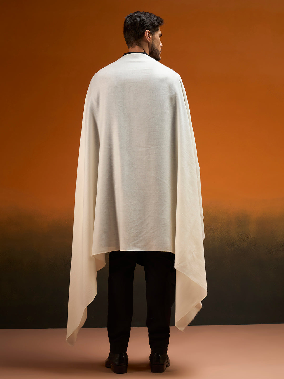 Men Verdant Grace Fine Wool Blend Solid Melange Shawl