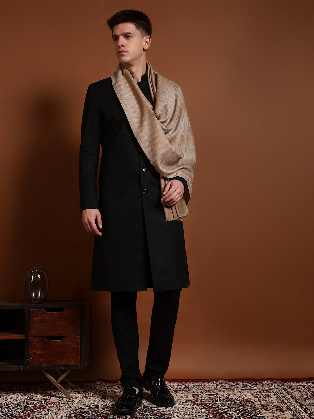Men Ananta Ikat 100% Pure Wool Checkered Stole