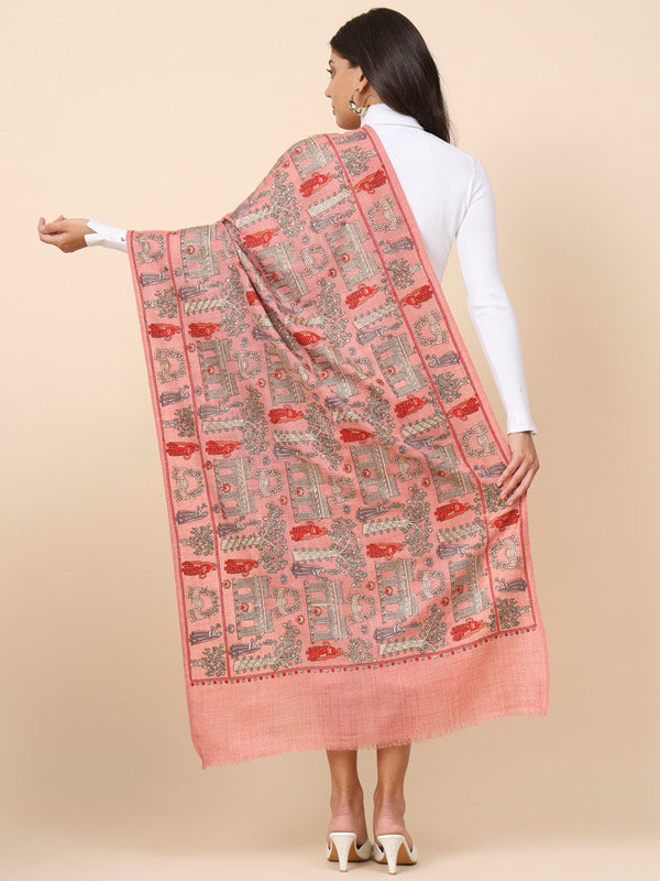 Women Dilkash 100% Pure Wool Embroidered Stole (Size 71X203 CM)