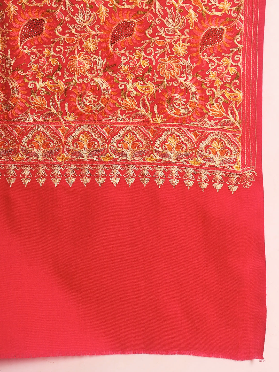 Pashmoda Women Ruhani Fine Wool Nalki Hand Embroidered Shawl (Size: 101x203 Cm)