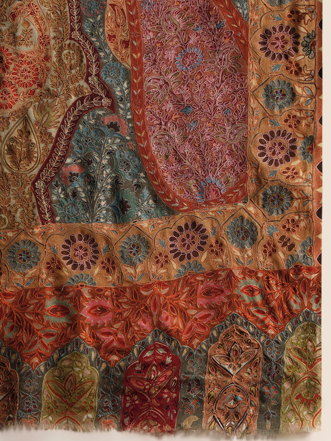Women Kashish Fine Wool Fabric Kalamkari Embroidered Shawl