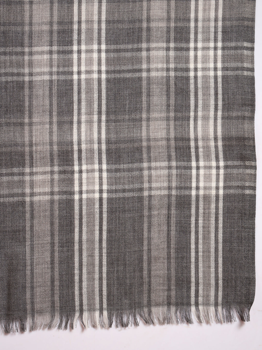 Women 100% Pure Wool Checkered Stole, Sustainable and Natural Fabric (Size 71x203 CM)