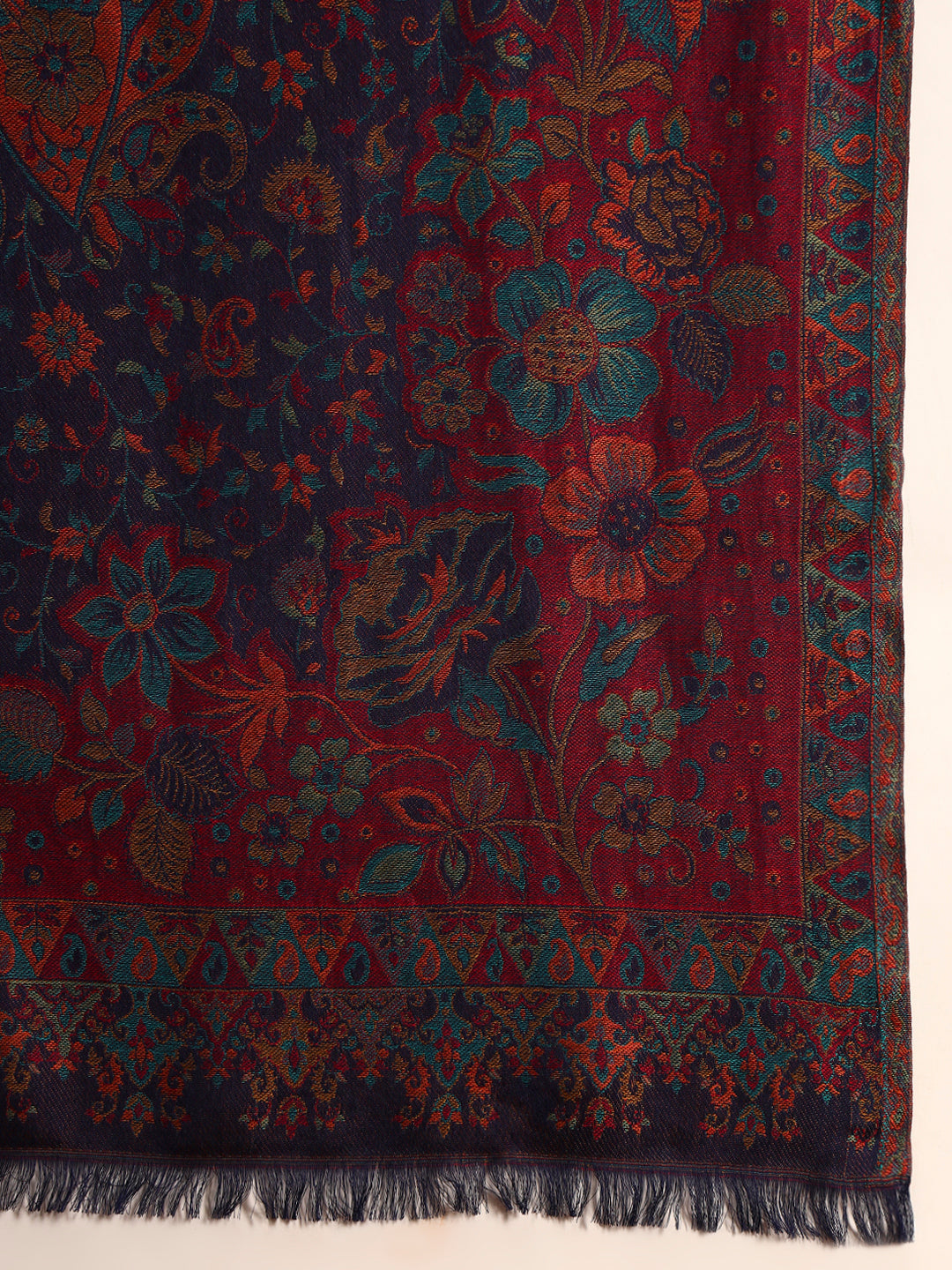 Pashmoda Women Floral Heritage Kaani Elegance Wool Blend Kashmiri Shawl, Stole, Scarf | Luxury Pashmina Jamawar Soft Warm Evening Wrap (Size 40X80 inches )