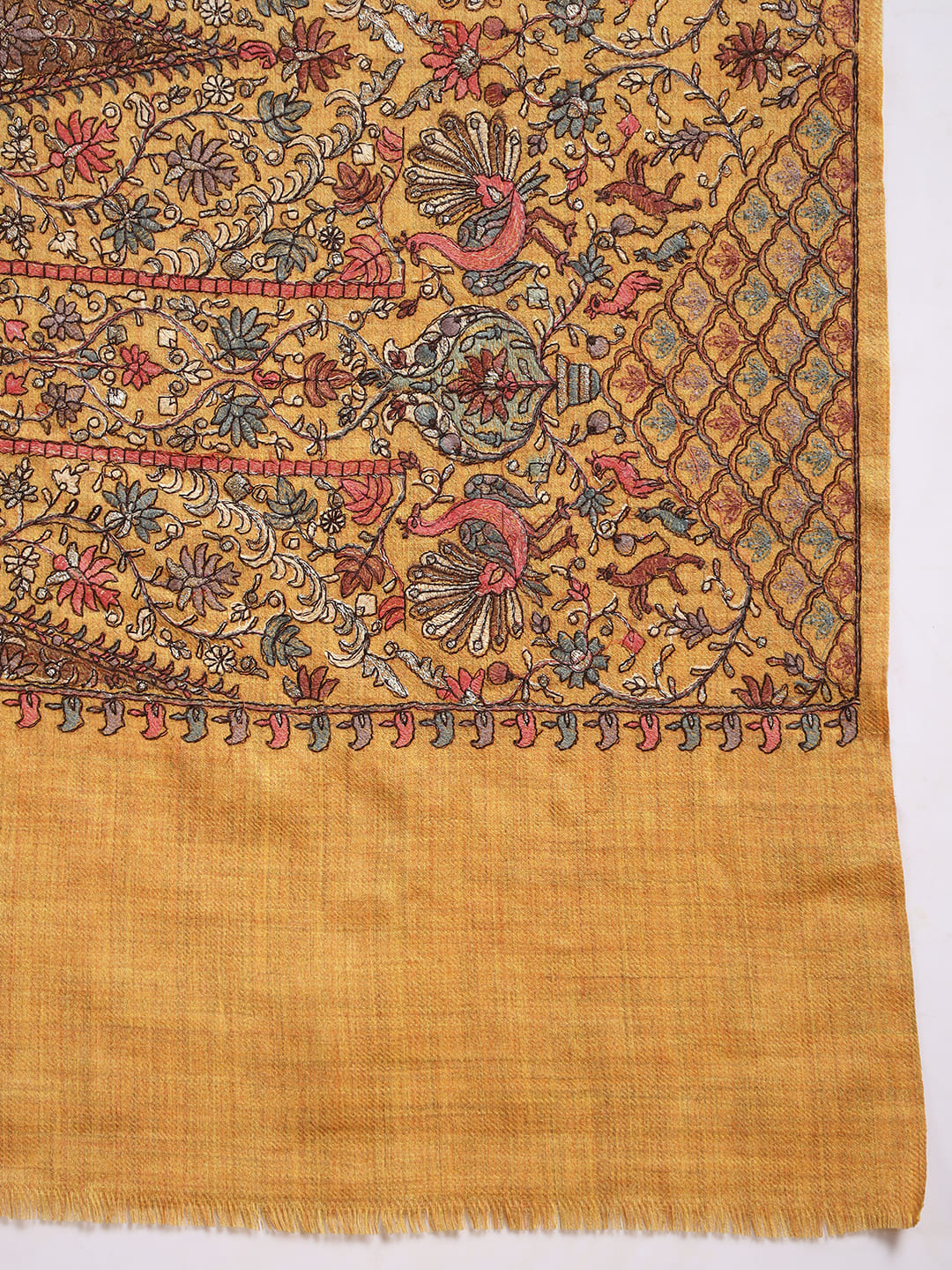 Pashmoda Women Nafeesah 100% Pure Wool Sozni Hand Embroidered Stole (Size-71x203cm)