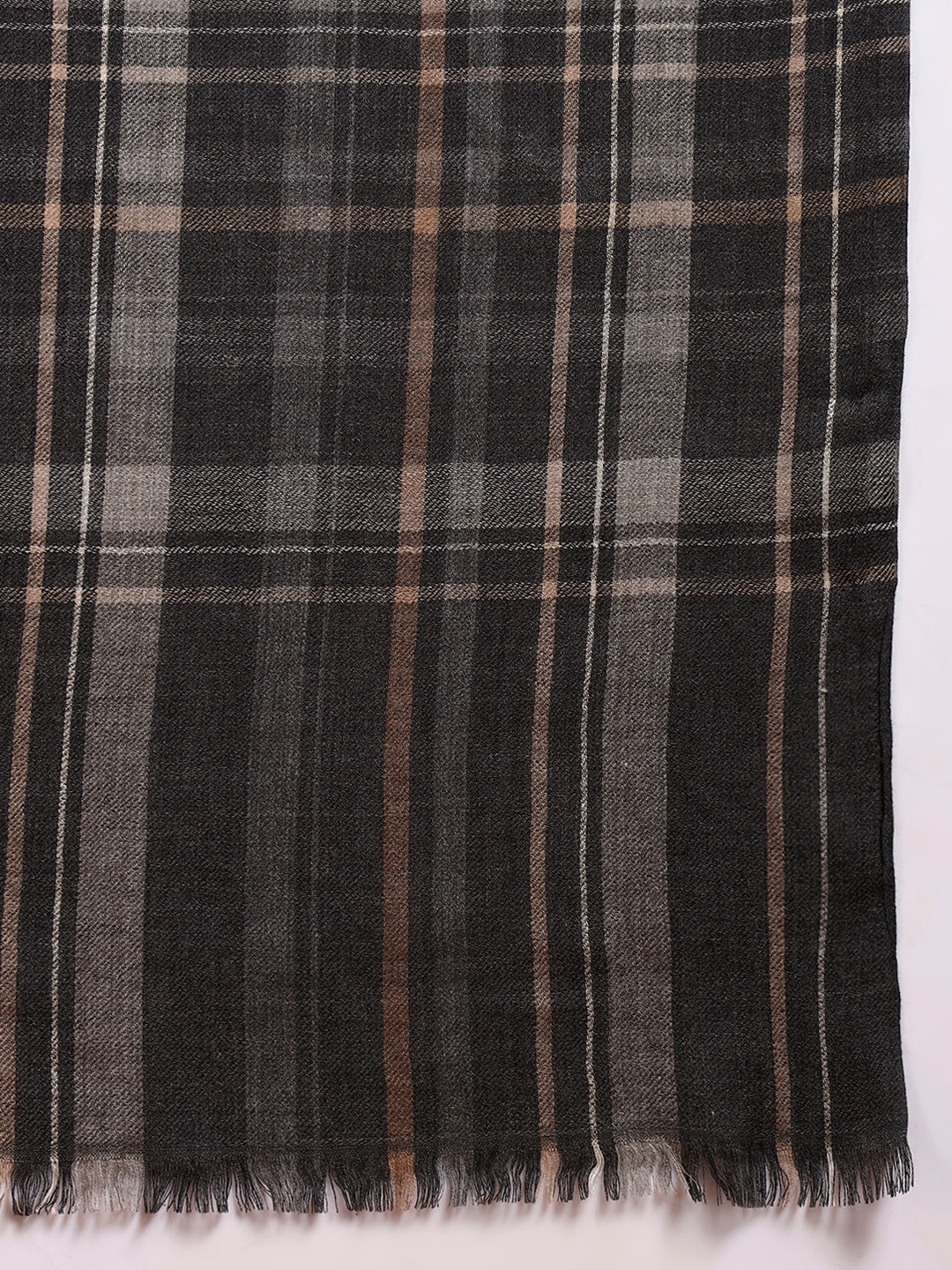 Women 100% Pure Wool Checkered Stole, Sustainable and Natural Fabric (Size 71x203 CM)