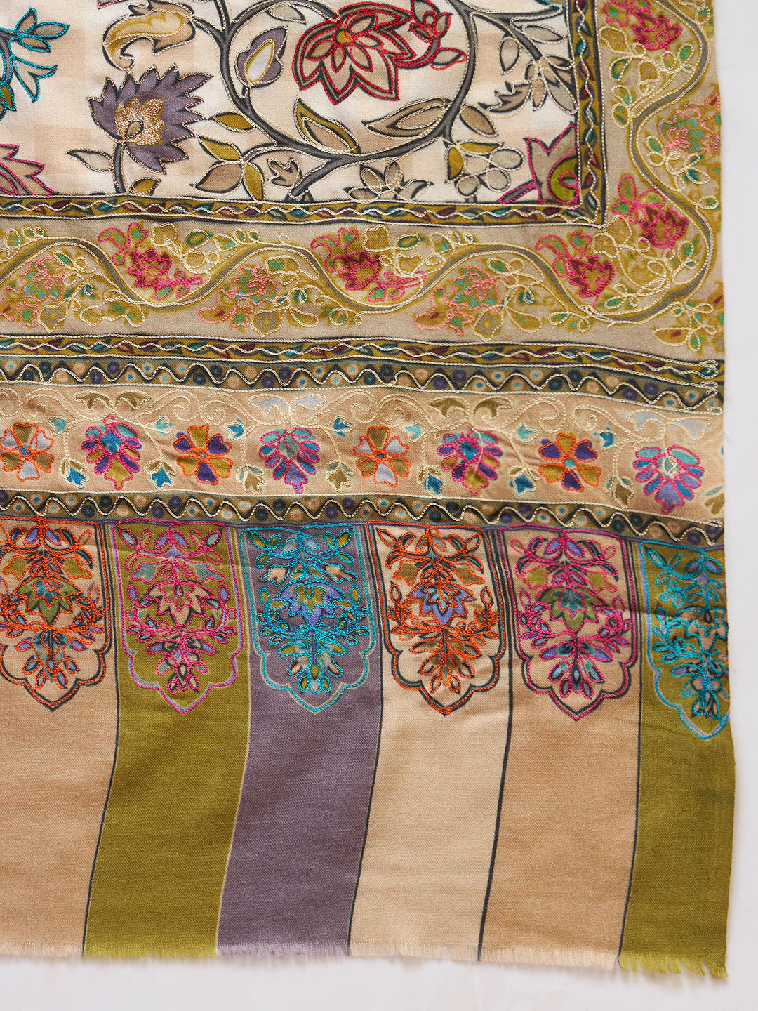 Men Nazakat Fine Wool Kalamkari Embroidered Shawl