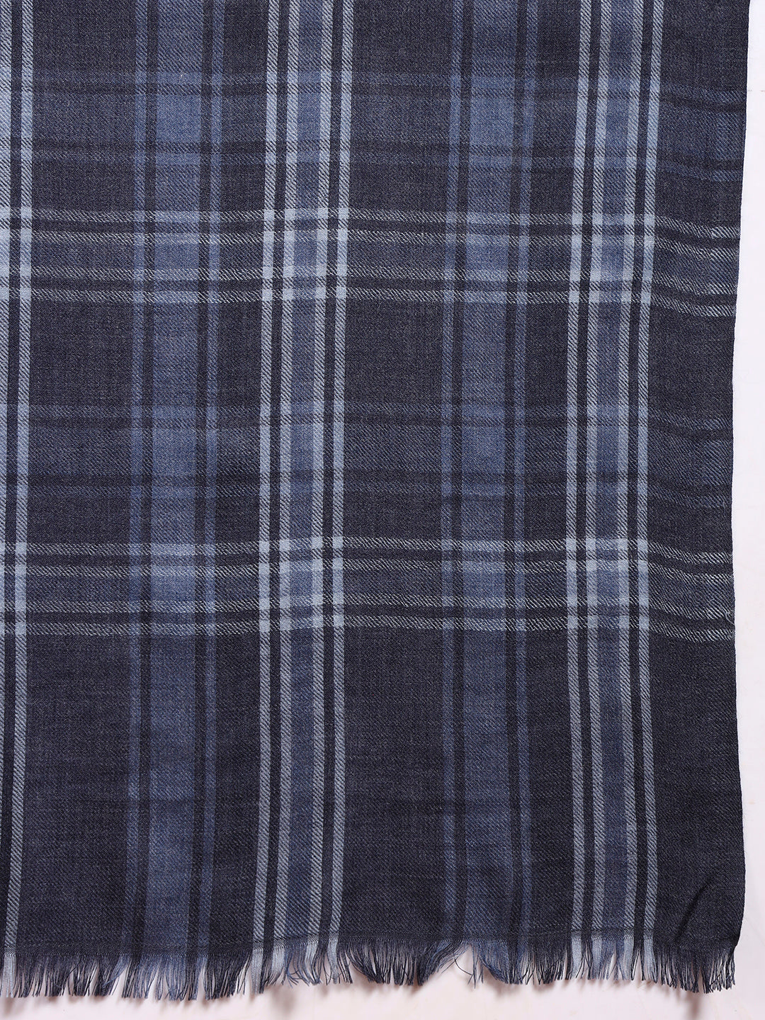 Women 100% Pure Wool Checkered Stole, Sustainable and Natural Fabric (Size 71x203 CM)