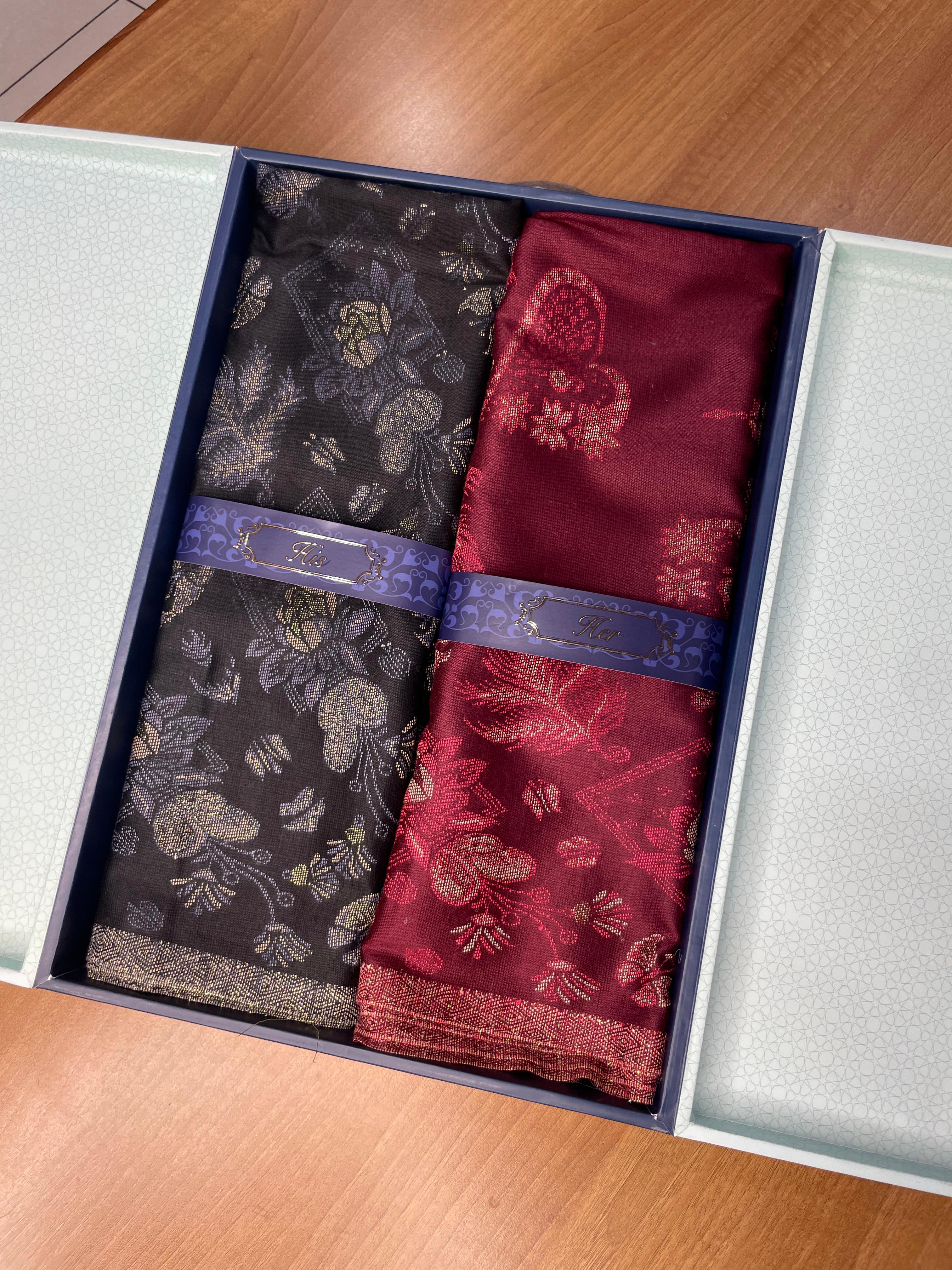 His and Her Gift Set of Kaani Stoles With Wooden Gift Box