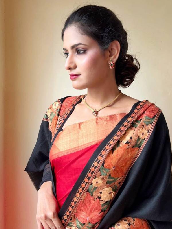 Women's Gulzaar 100% Pure Wool Aari Embroidered Kashmiri Stole (Size 71x203 cm)