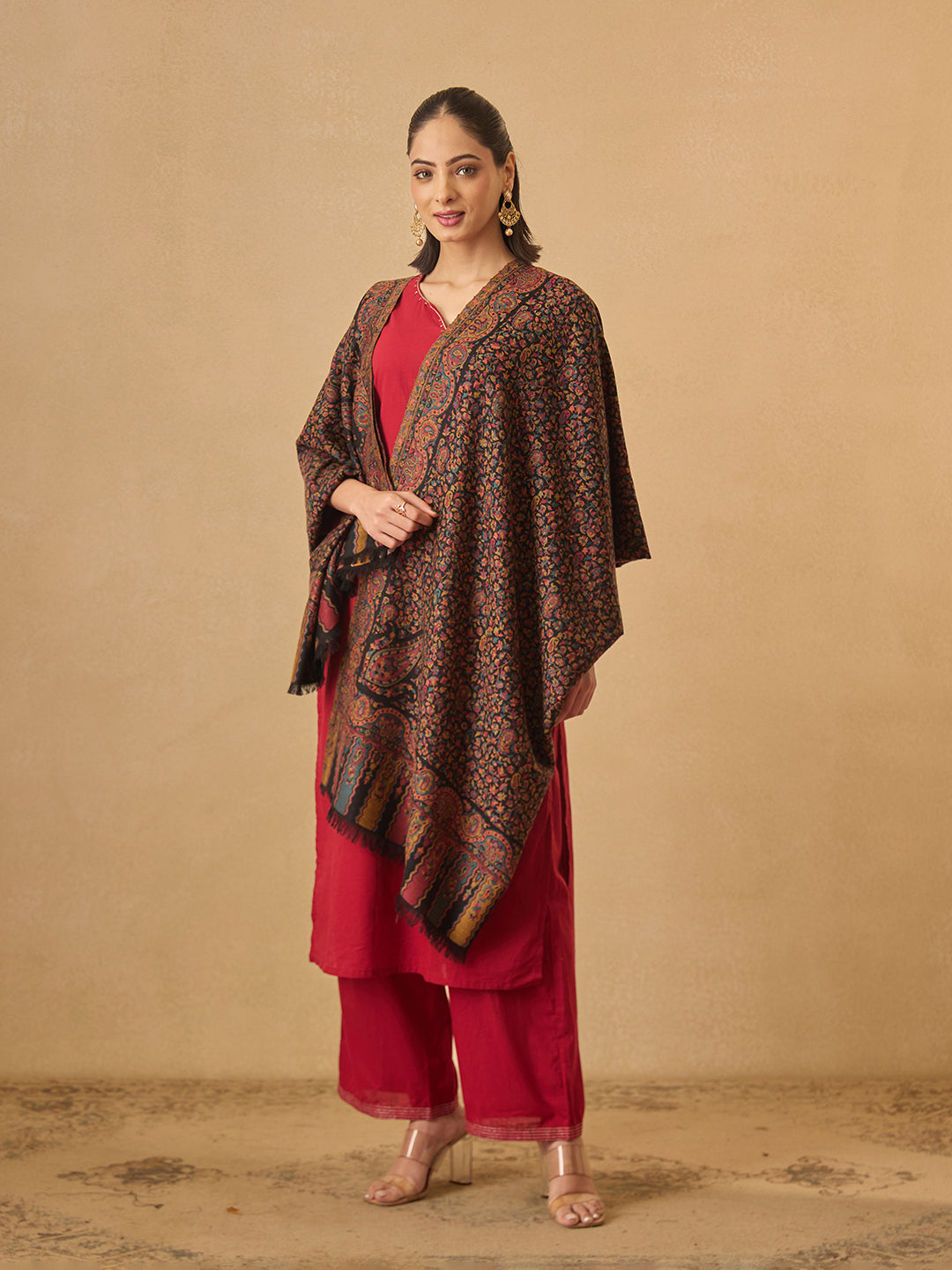 Pashmoda Women Mehak Kaani Wool Blend Kashmiri Shawl (Size: 101X203 CM)