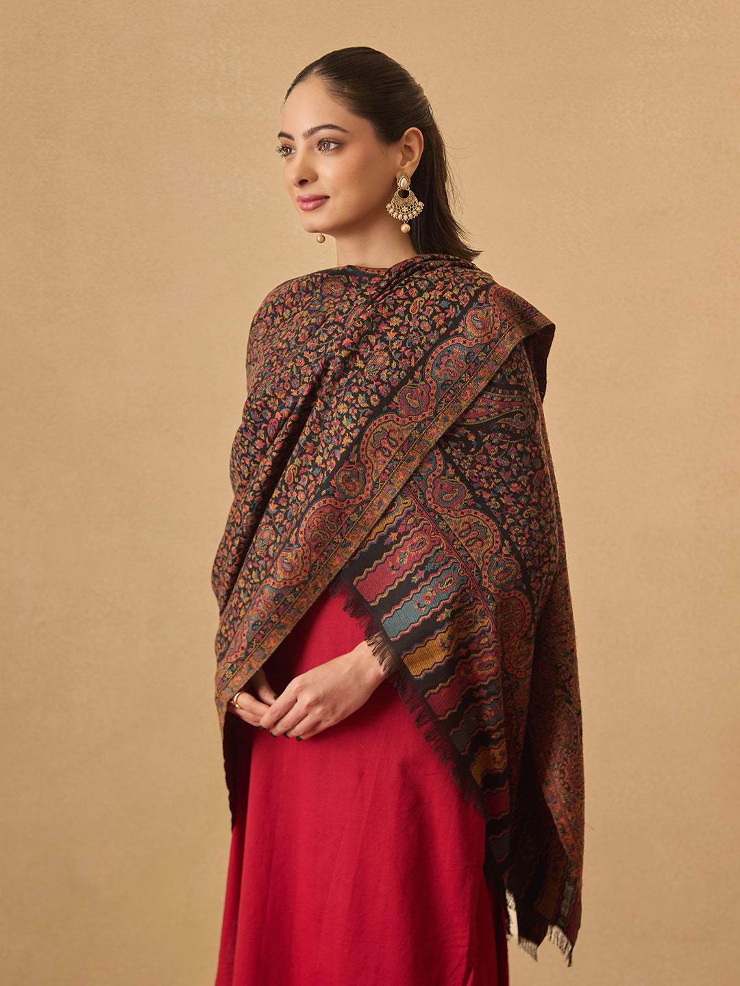 Pashmoda Women Mehak Kaani Wool Blend Kashmiri Shawl (Size: 101X203 CM)