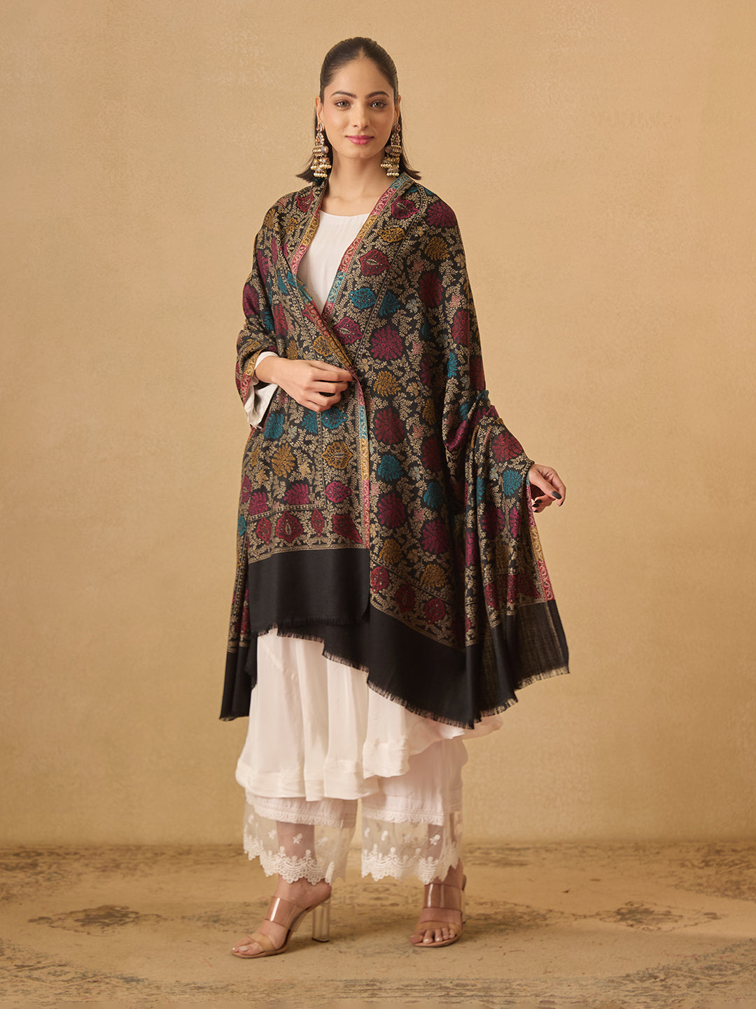 Pashmoda Women Nazrana Kashmiri Jamawar Woven Shawl (Size: 101X203 CM)