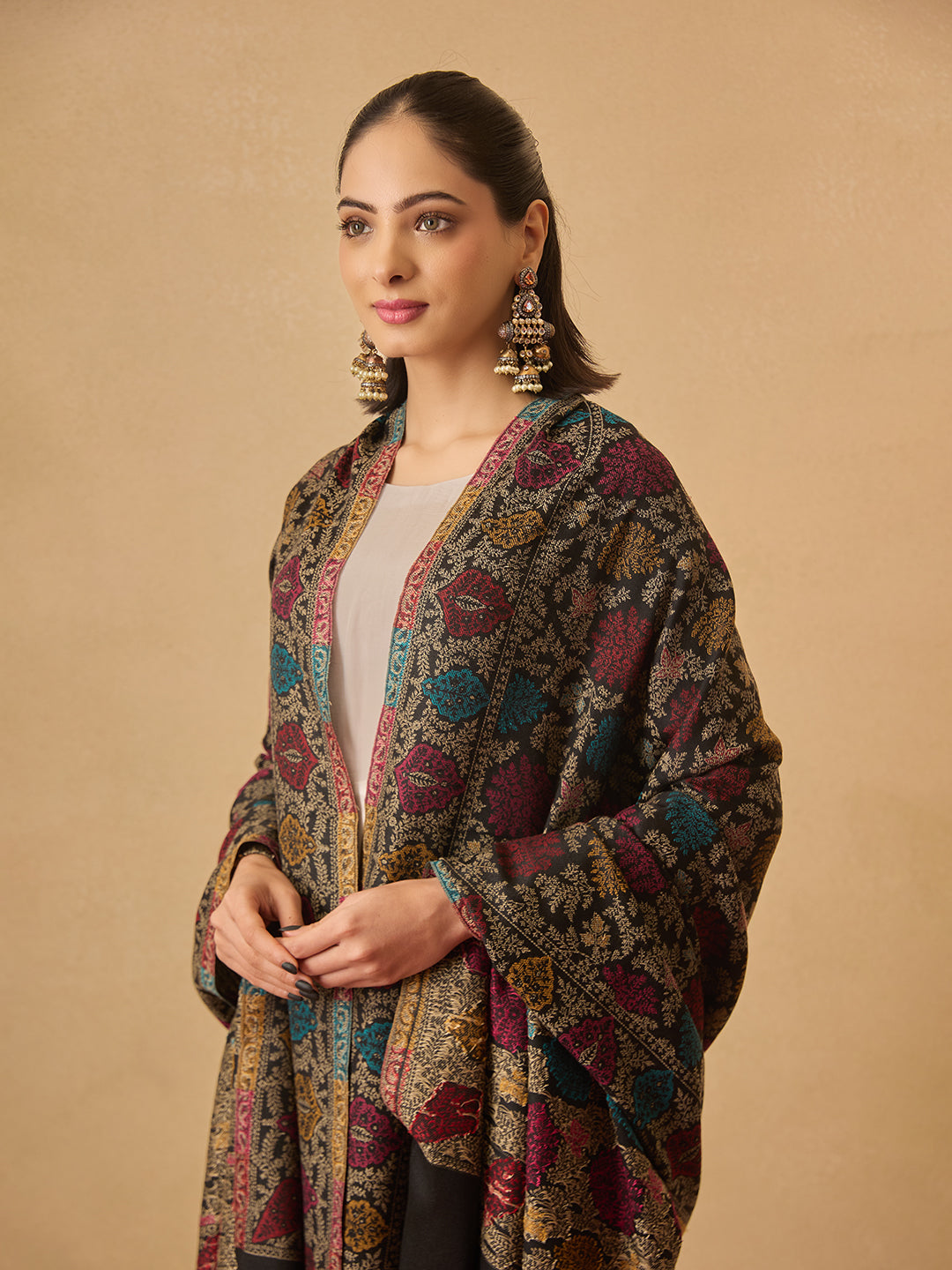 Pashmoda Women Nazrana Kashmiri Jamawar Woven Shawl (Size: 101X203 CM)