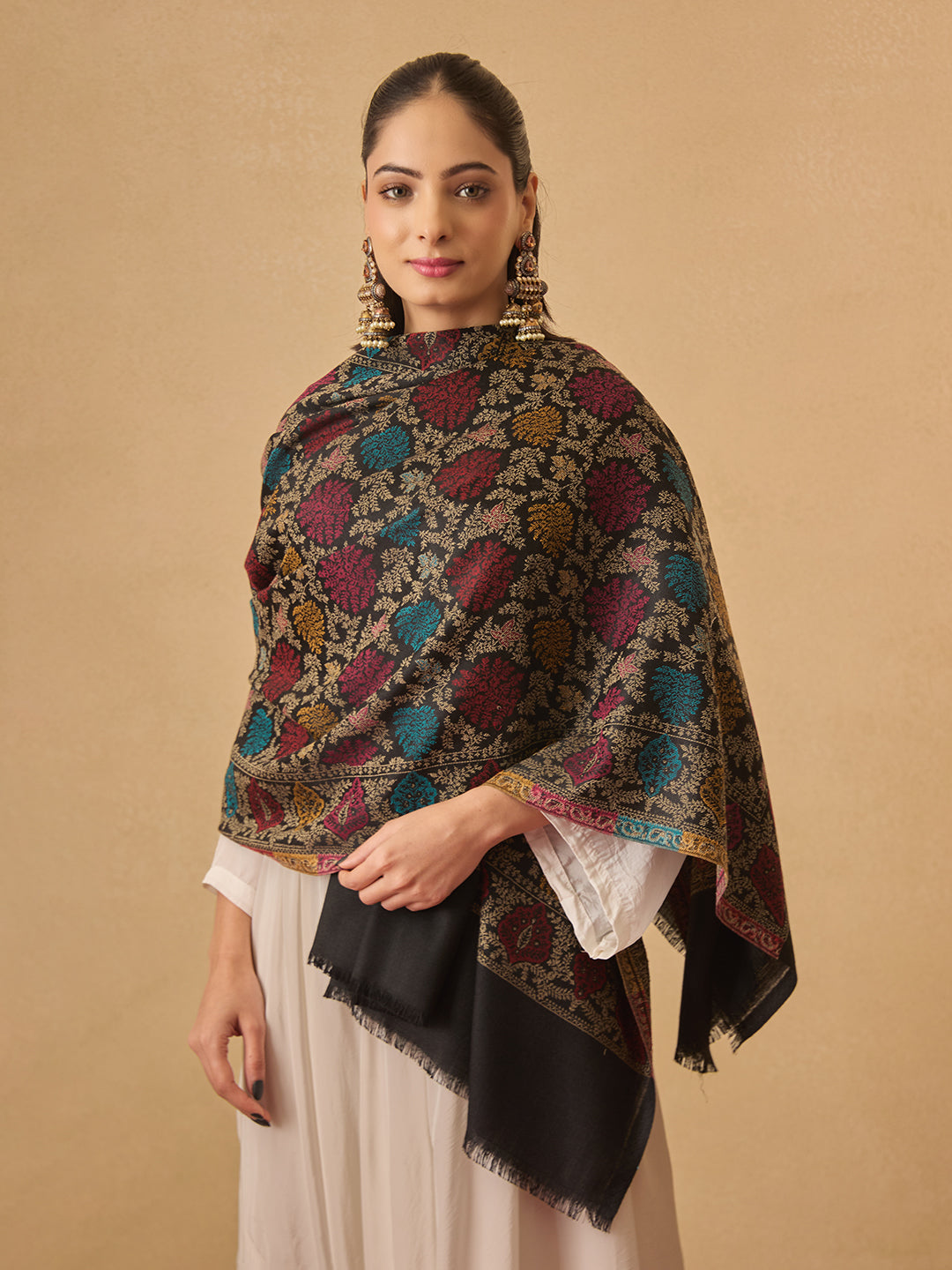 Pashmoda Women Nazrana Kashmiri Jamawar Woven Shawl (Size: 101X203 CM)