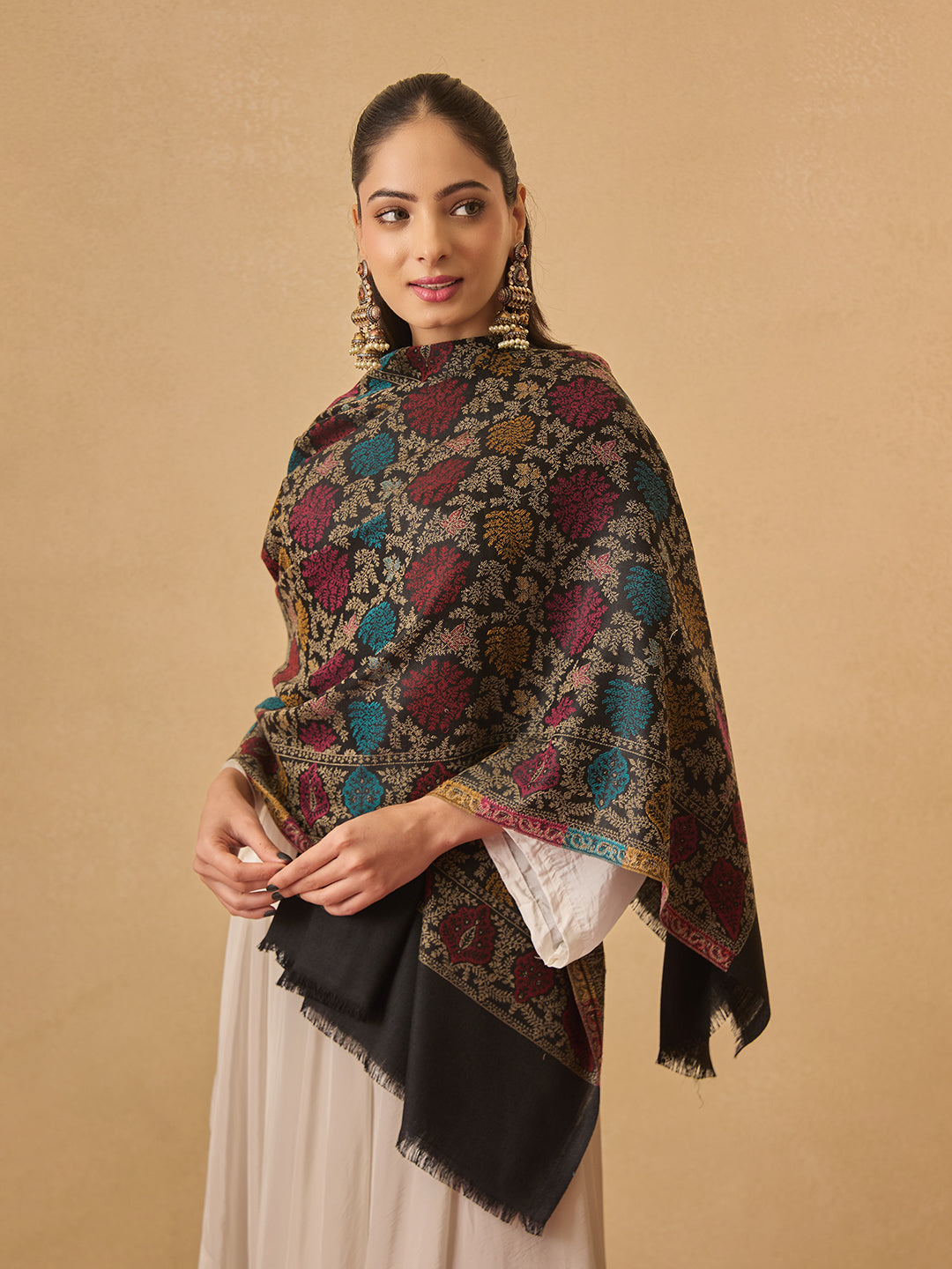 Pashmoda Women Nazrana Kashmiri Jamawar Woven Shawl (Size: 101X203 CM)