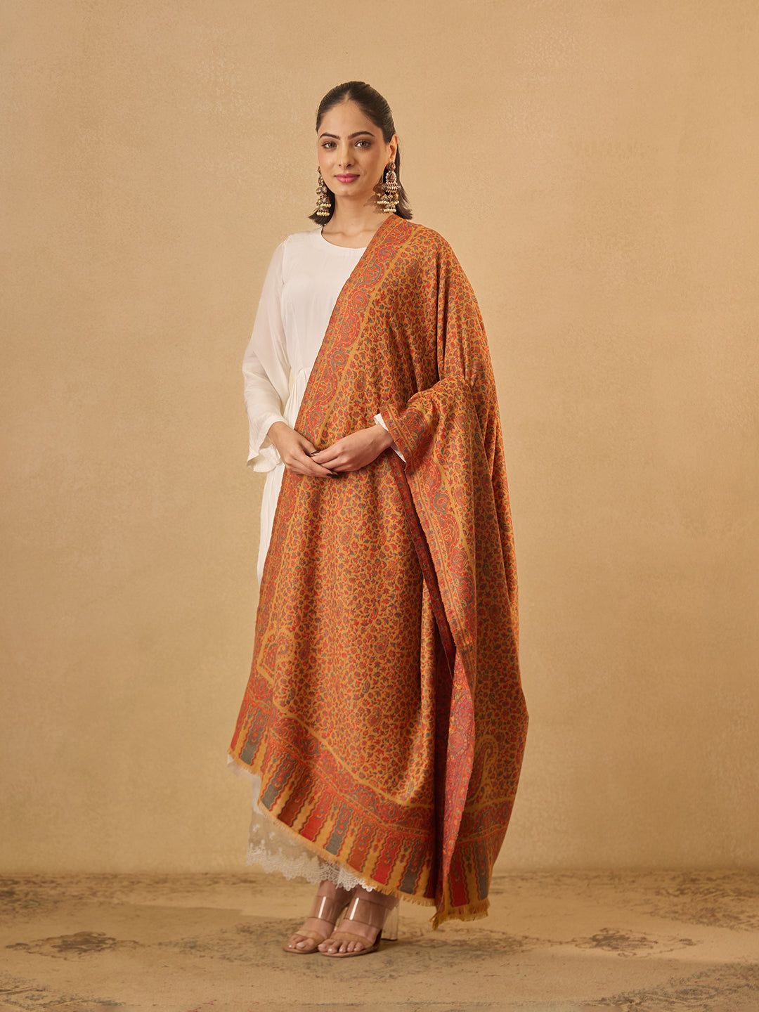 Pashmoda Women Mehak Kaani Wool Blend Kashmiri Shawl (Size: 101X203 CM)