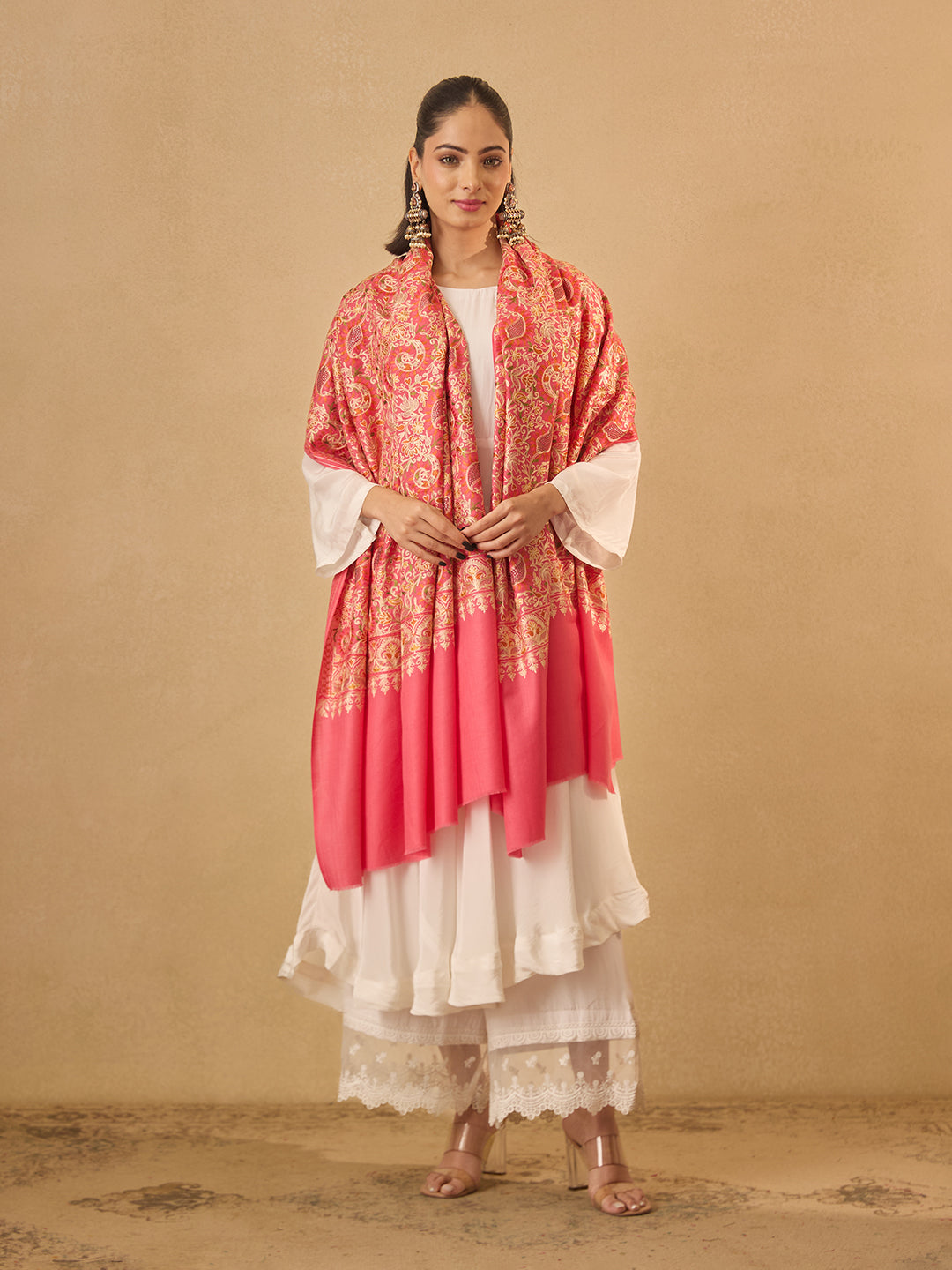 Pashmoda Women Ruhani Fine Wool Nalki Hand Embroidered Shawl (Size: 101x203 Cm)