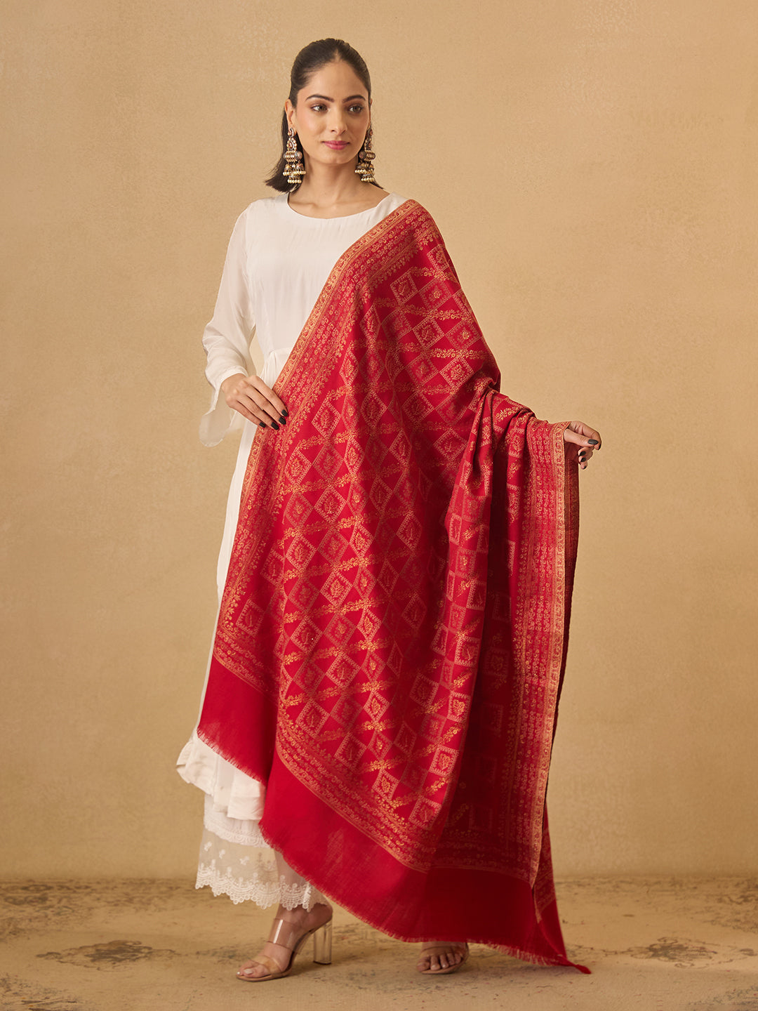 Pashmoda Women Mahtab Kashmiri Jamawar Woven Shawl (Size: 101X203 CM)