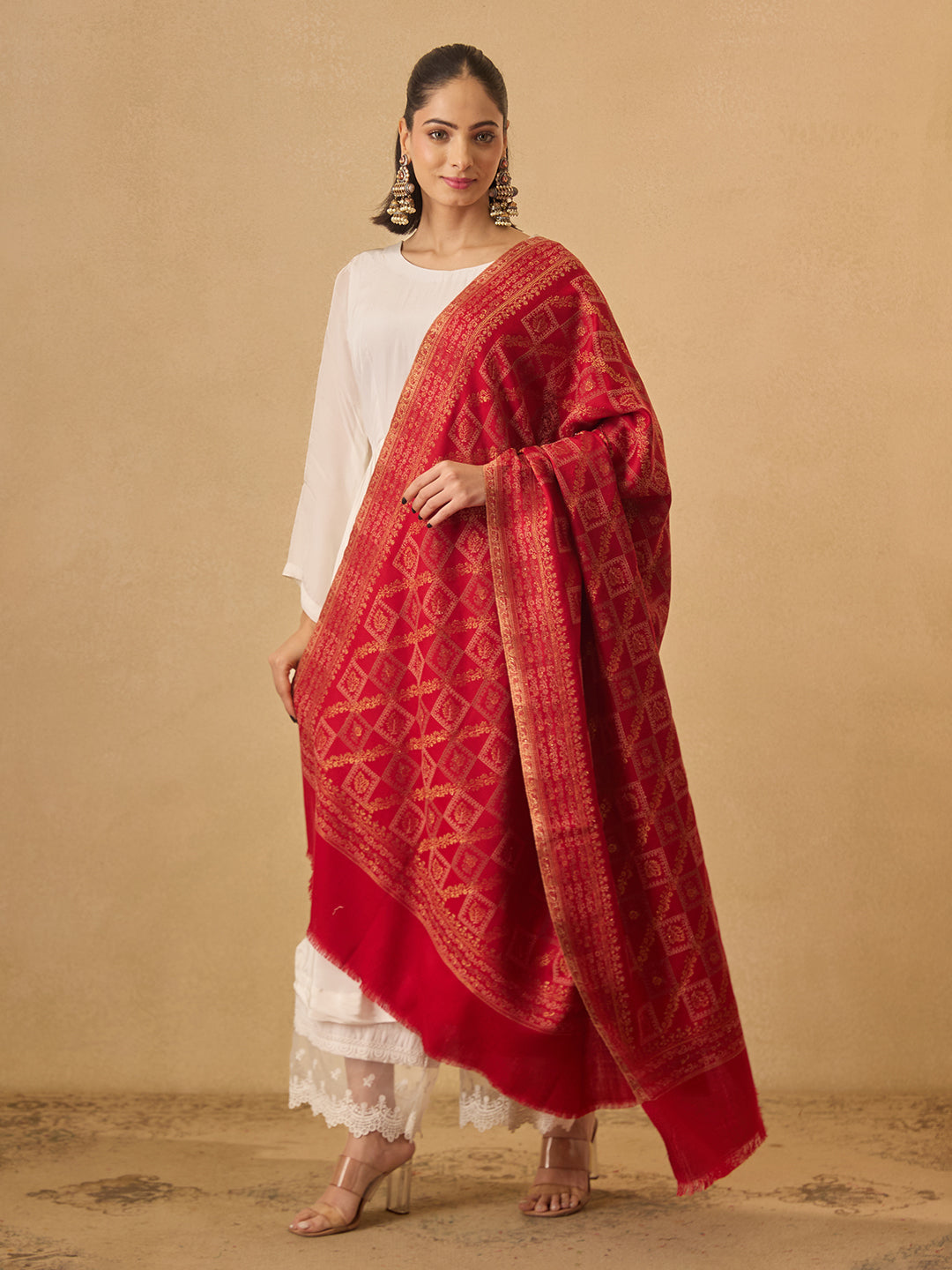 Pashmoda Women Mahtab Kashmiri Jamawar Woven Shawl (Size: 101X203 CM)