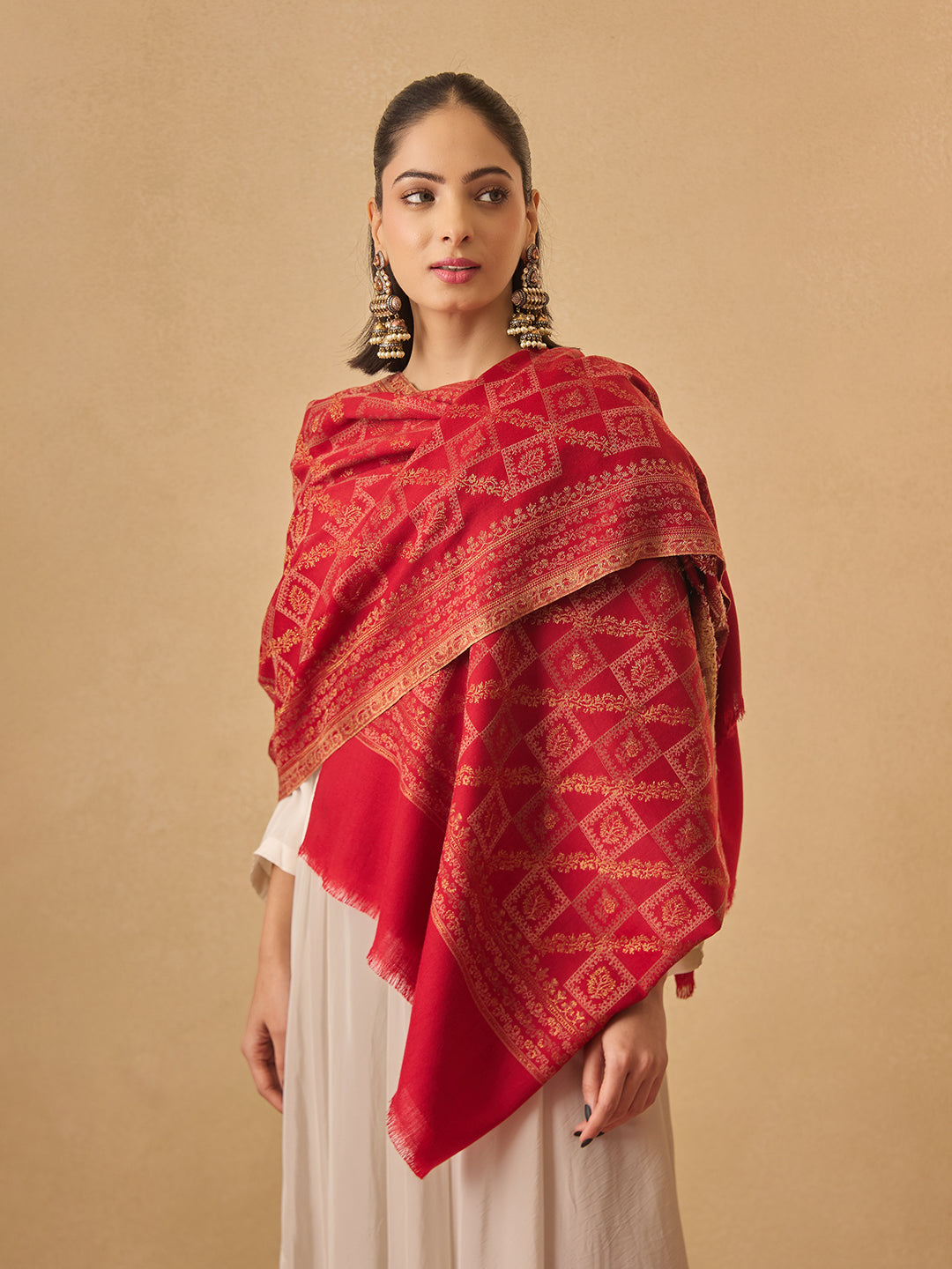 Pashmoda Women Mahtab Kashmiri Jamawar Woven Shawl (Size: 101X203 CM)