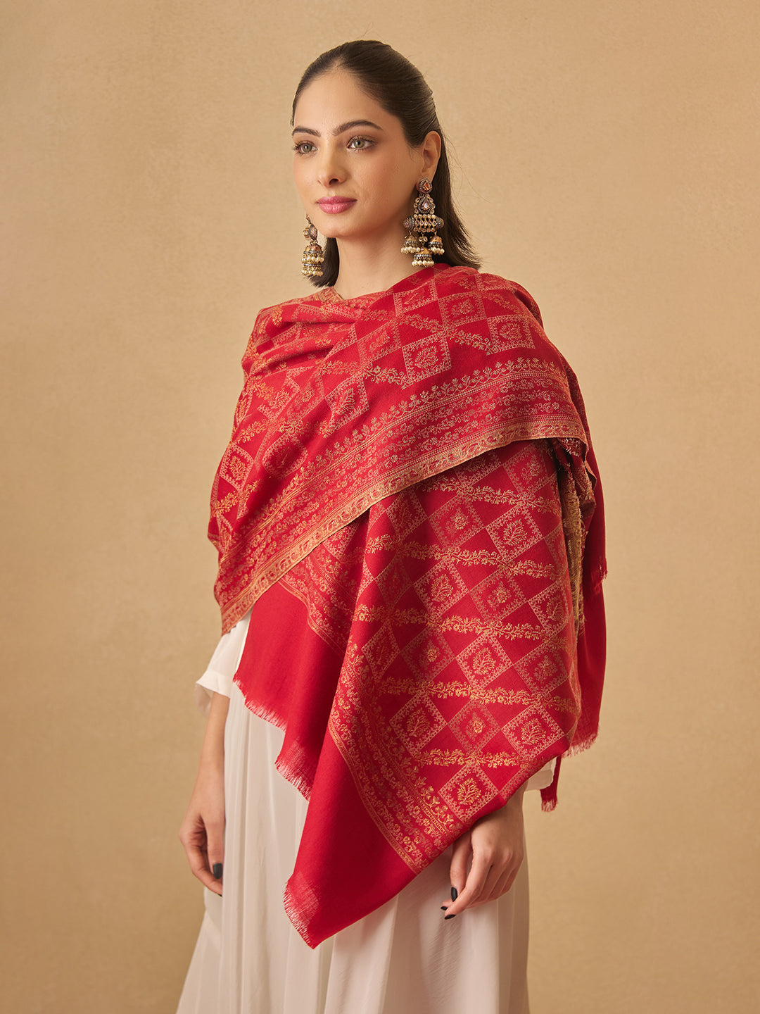 Pashmoda Women Mahtab Kashmiri Jamawar Woven Shawl (Size: 101X203 CM)