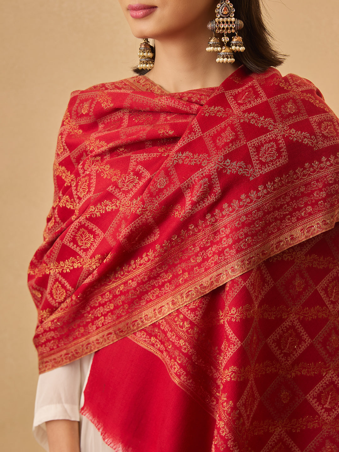 Pashmoda Women Mahtab Kashmiri Jamawar Woven Shawl (Size: 101X203 CM)