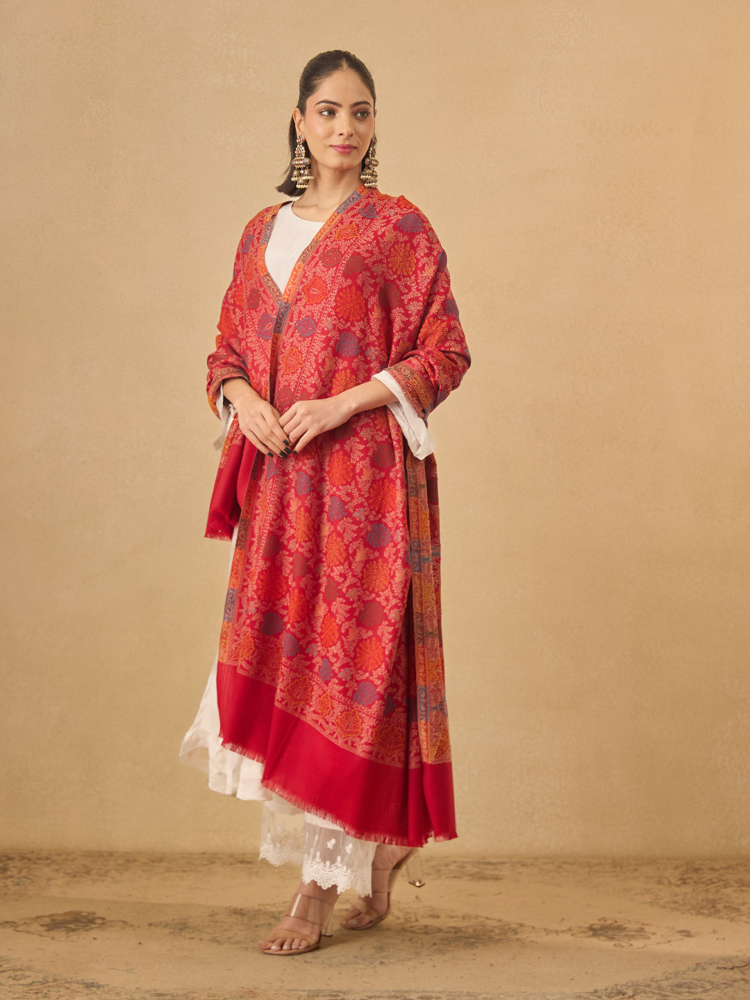 Pashmoda Women Nazrana Kashmiri Jamawar Woven Shawl (Size: 101X203 CM)