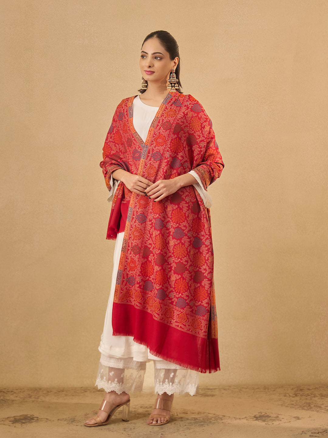 Pashmoda Women Nazrana Kashmiri Jamawar Woven Shawl (Size: 101X203 CM)