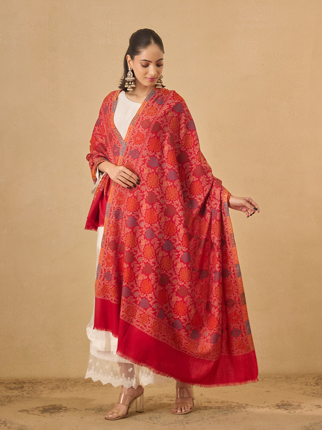 Pashmoda Women Nazrana Kashmiri Jamawar Woven Shawl (Size: 101X203 CM)