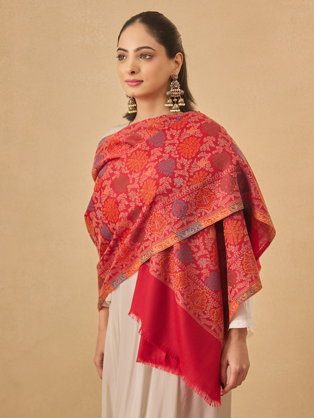 Pashmoda Women Nazrana Kashmiri Jamawar Woven Shawl (Size: 101X203 CM)