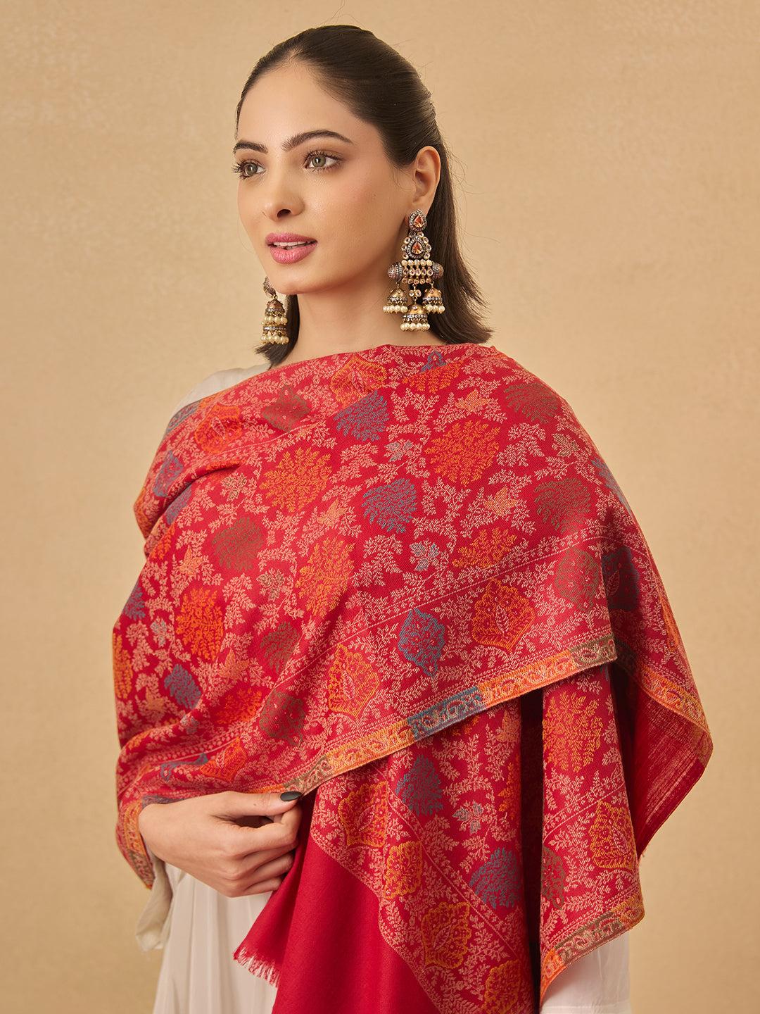 Pashmoda Women Nazrana Kashmiri Jamawar Woven Shawl (Size: 101X203 CM)