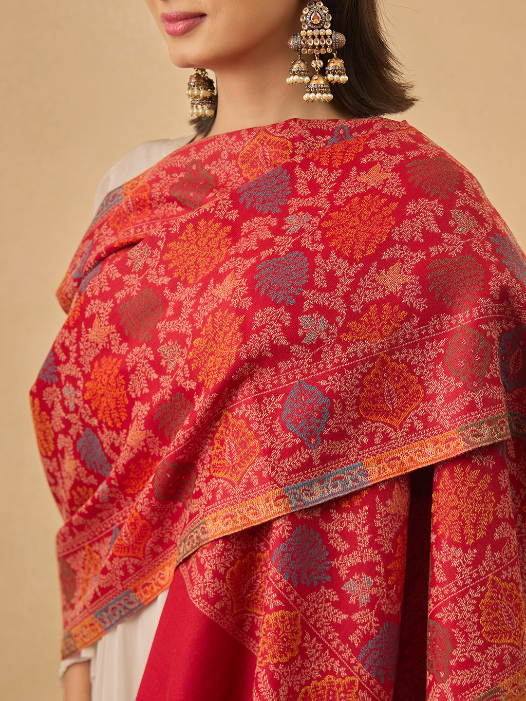 Pashmoda Women Nazrana Kashmiri Jamawar Woven Shawl (Size: 101X203 CM)