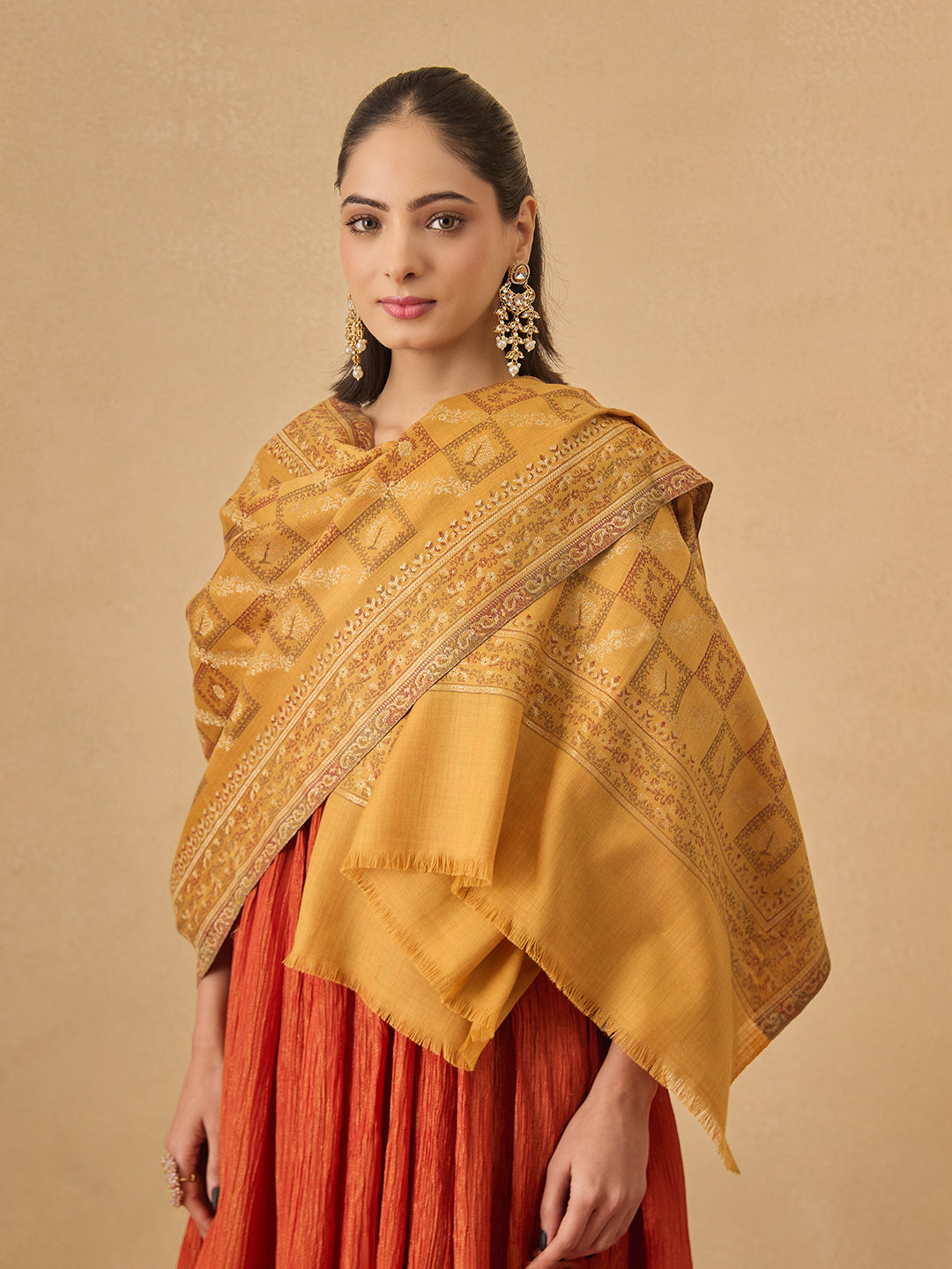 Pashmoda Women Mahtab Kashmiri Jamawar Woven Shawl (Size: 101X203 CM)