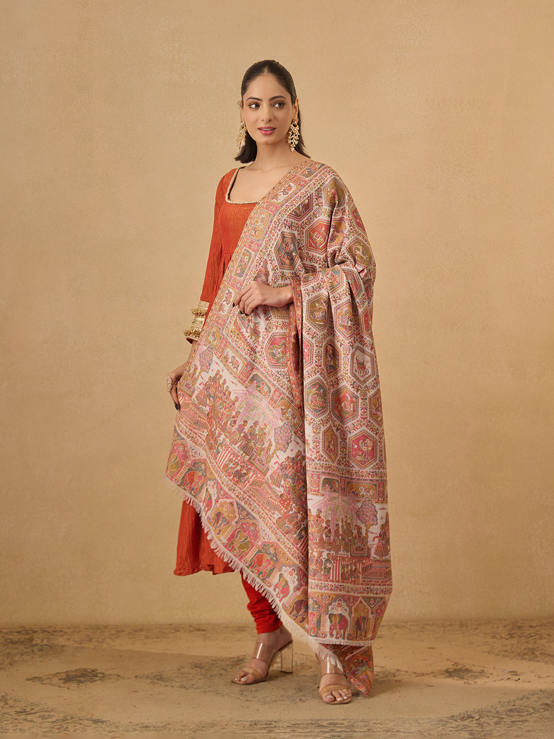 Pashmoda Women Darbari Kaani Wool Blend Kashmiri Shawl (Size: 101X203 CM)