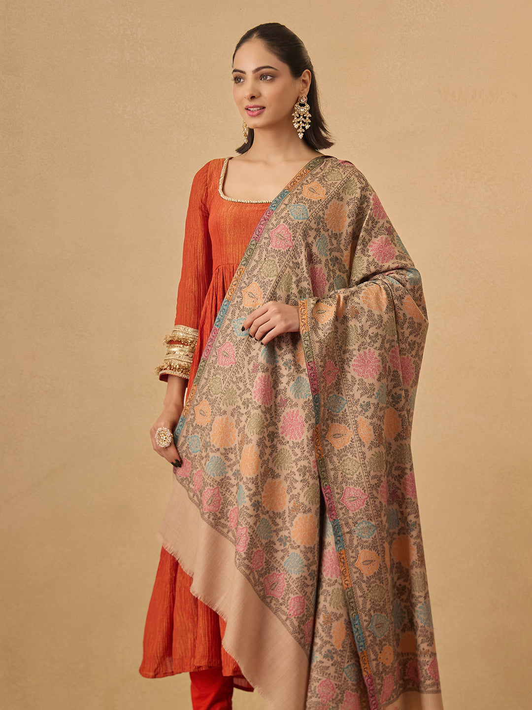 Pashmoda Women Nazrana Kashmiri Jamawar Woven Shawl (Size: 101X203 CM)