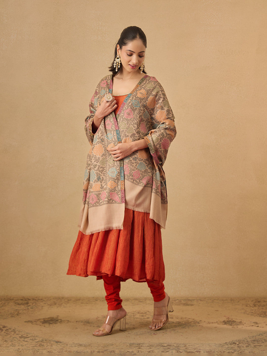 Pashmoda Women Nazrana Kashmiri Jamawar Woven Shawl (Size: 101X203 CM)