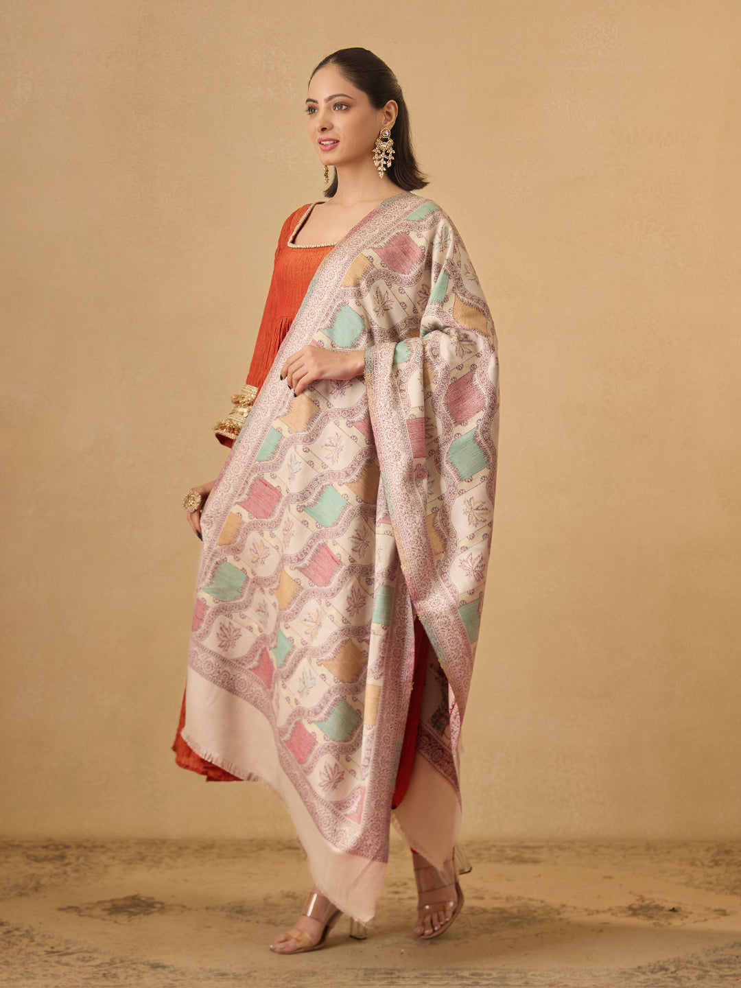 Pashmoda Women Floral Geometry Kaani Stole (Size : 71X203 CM)