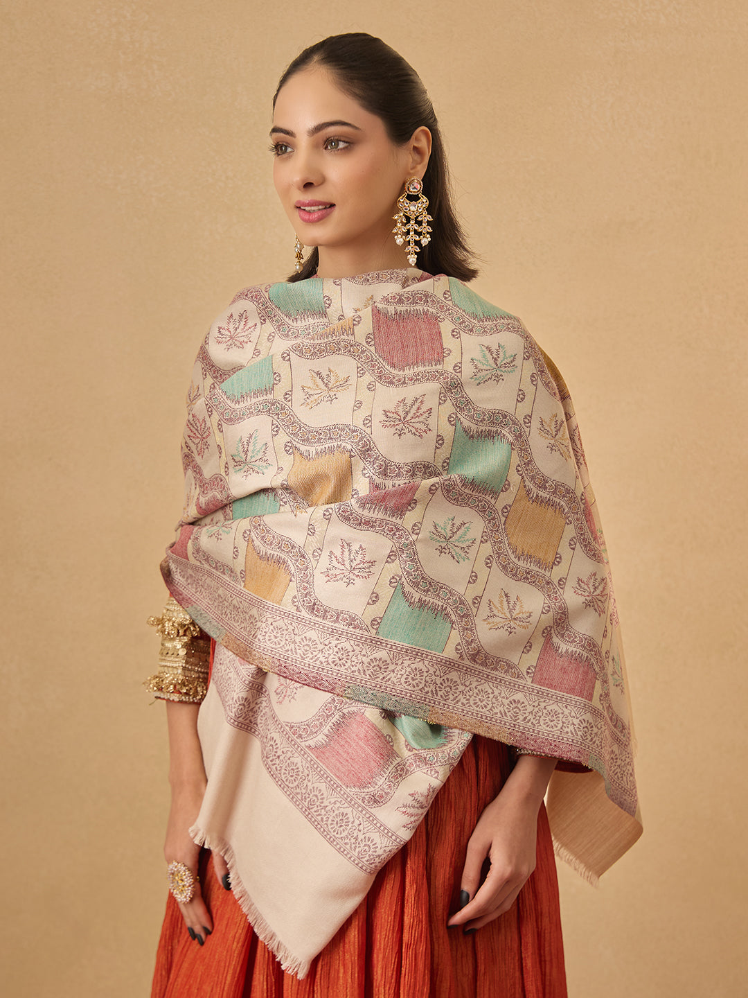 Pashmoda Women Floral Geometry Kaani Stole (Size : 71X203 CM)