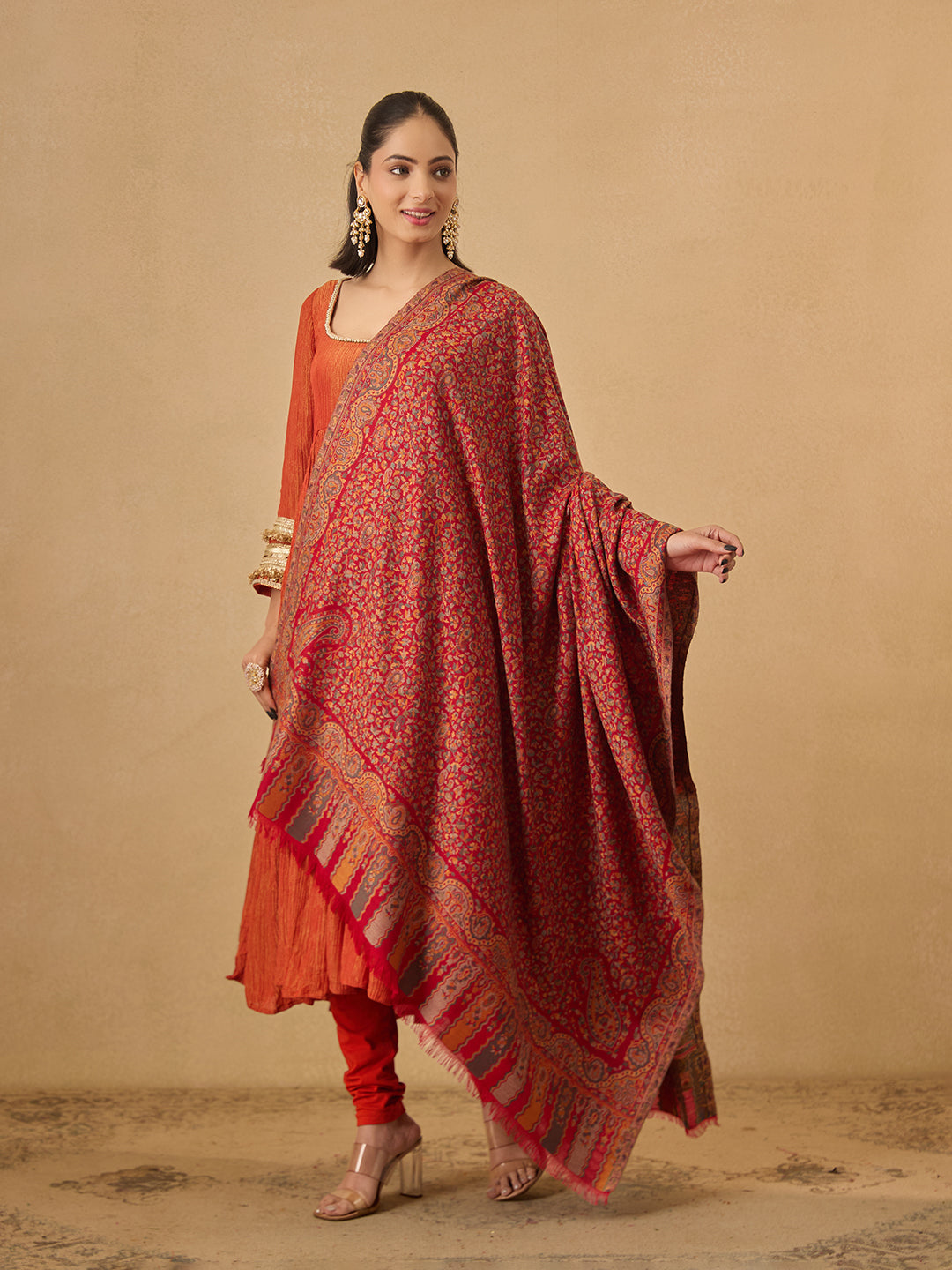 Pashmoda Women Mehak Kaani Wool Blend Kashmiri Shawl (Size: 101X203 CM)