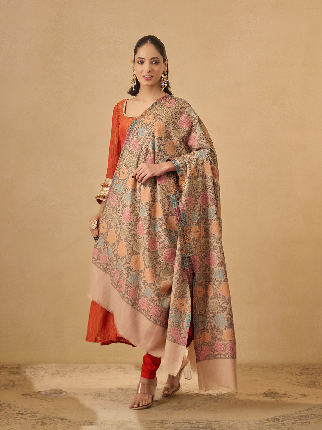 Pashmoda Women Nazrana Kashmiri Jamawar Woven Shawl (Size: 101X203 CM)