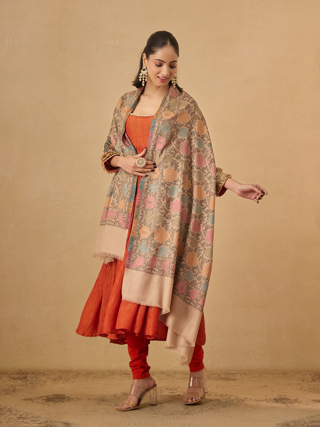 Pashmoda Women Nazrana Kashmiri Jamawar Woven Shawl (Size: 101X203 CM)