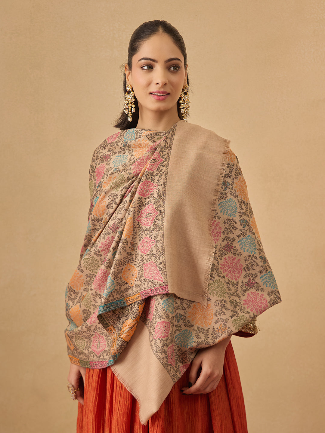 Pashmoda Women Nazrana Kashmiri Jamawar Woven Shawl (Size: 101X203 CM)