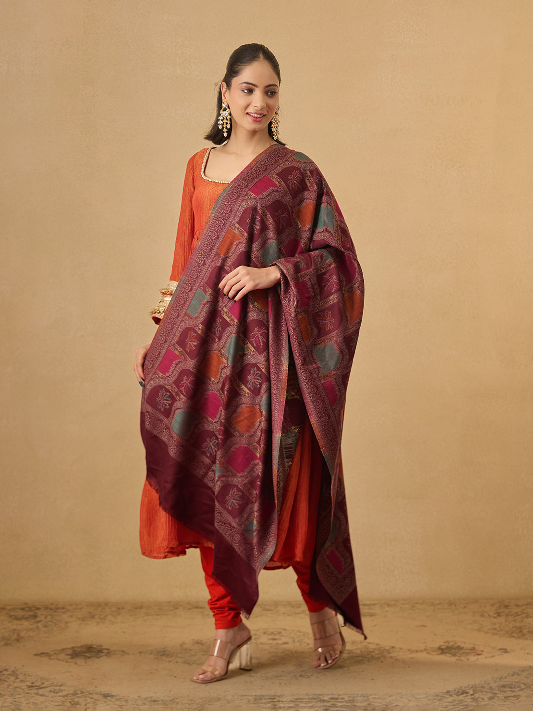 Pashmoda Women Floral Geometry Kaani Stole (Size : 71X203 CM)