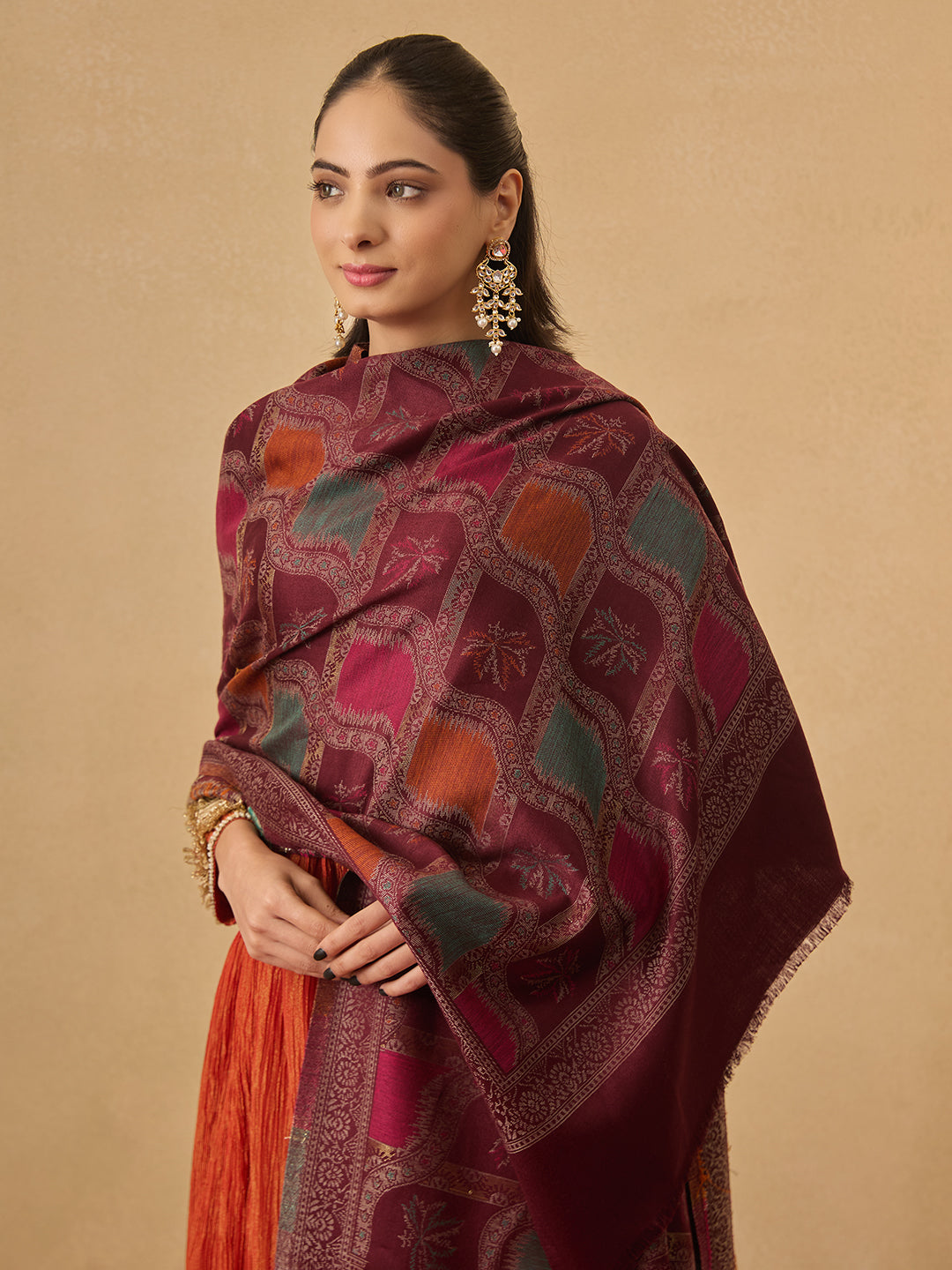 Pashmoda Women Floral Geometry Kaani Stole (Size : 71X203 CM)