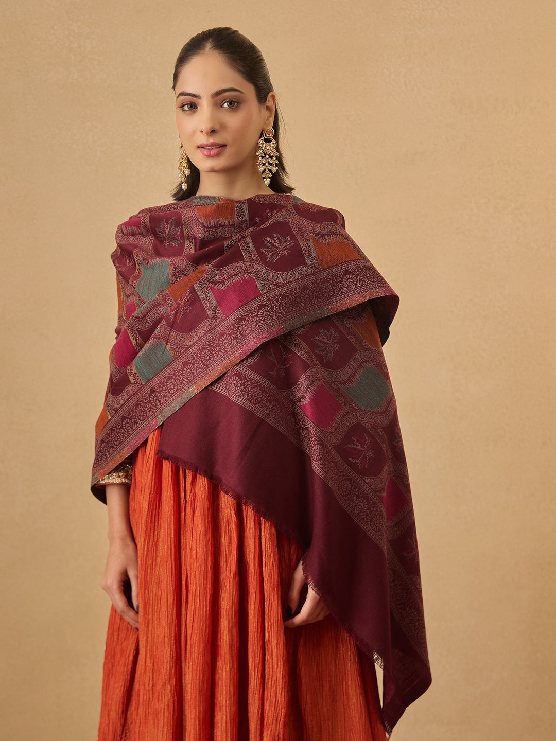 Pashmoda Women Floral Geometry Kaani Stole (Size : 71X203 CM)